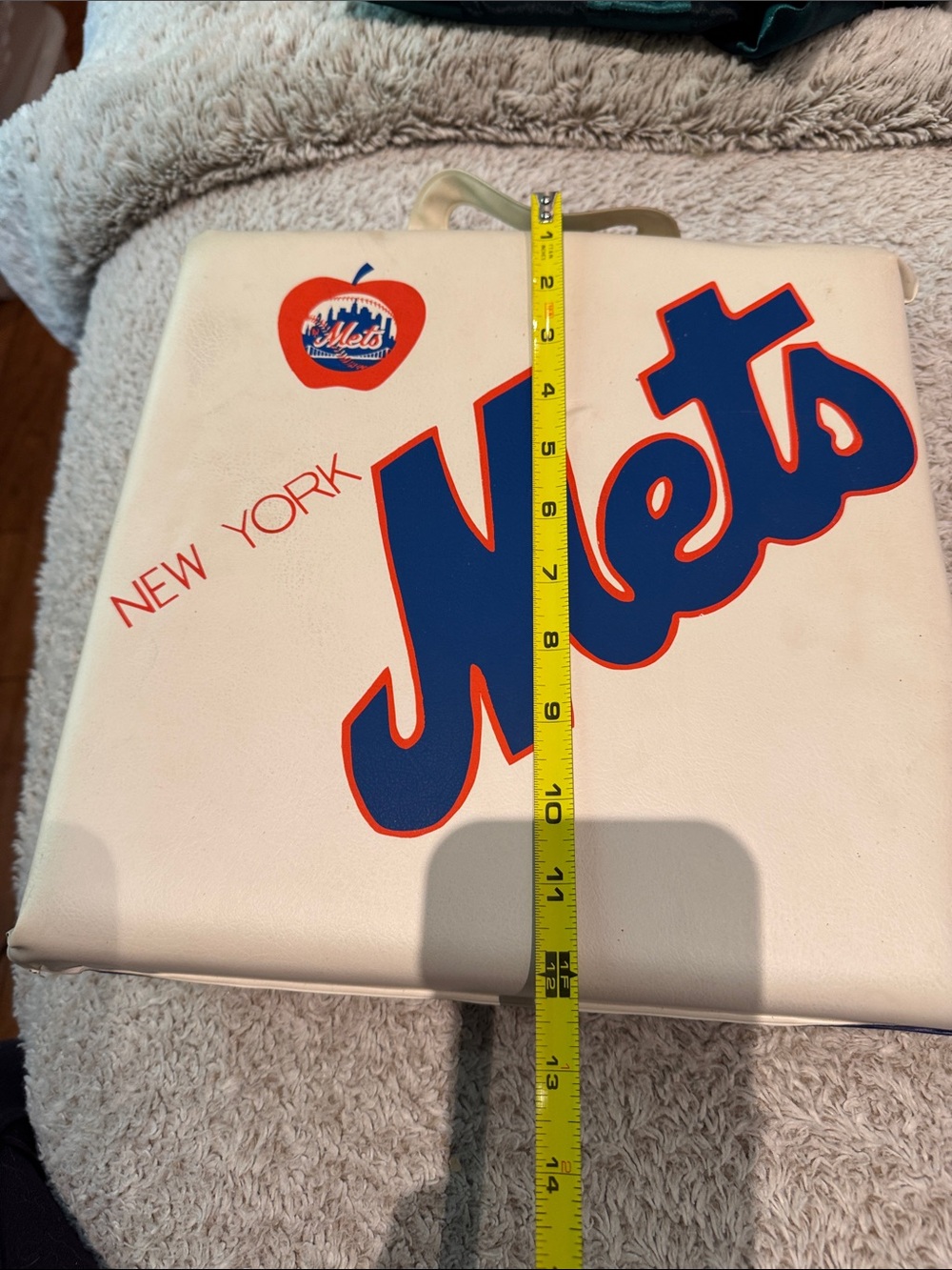 New York Mets Vintage Vinyl seat cushion - White with Blue & Orange Logo